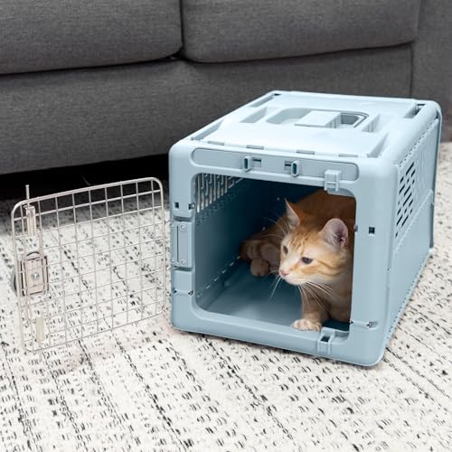 SportPet Designs Collapsible X-Small Pet Travel Carrier (Blue), Hard-Sided Kennel for Small Dogs, Puppies, Cats, Kittens, Animals up to 20lbs, Washable Home & Outdoor Pet Crate, 19.6"L x 13.5"W x 12"H - color: 19" X-Small (Blue)