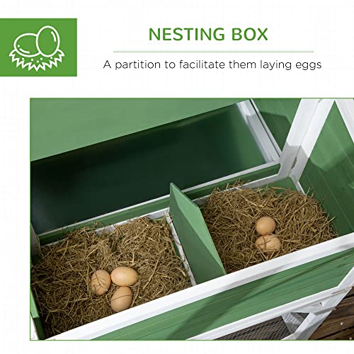 PawHut 49" Small Chicken Coop Hen House with Garden Space 2-4 Birds Green | Chicken House Outdoor Run Cage with Weather Protection
