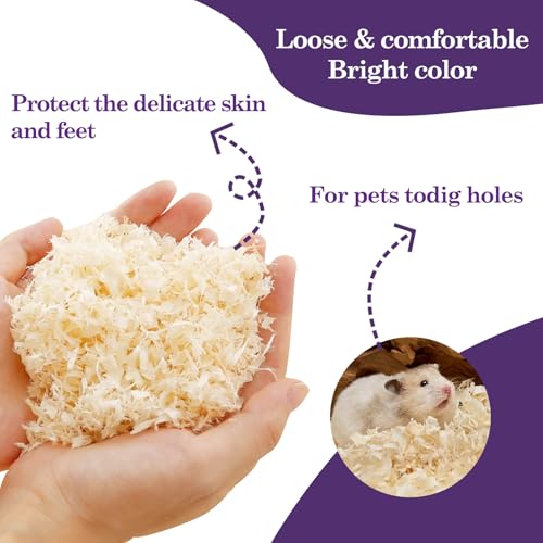 Natural Aspen Shavings Pet Bedding 4.5 Lb, Low-Dust & Chemical-Free, Ultra-Absorbent Cage Litter for Hamsters, Rabbits, Gerbils & Small Animals, Biodegradable Wood Shavings（70L Before Compression）