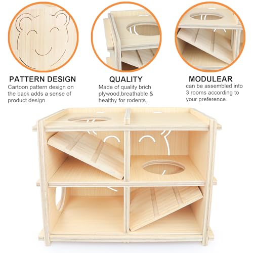 Hamster Toy Adventure Box,Multi Chamber Viewable Hamster House with Tunnel Meets The Nature of All Kinds and Sizes of Hamsters Rats Small pet Rodents(S)