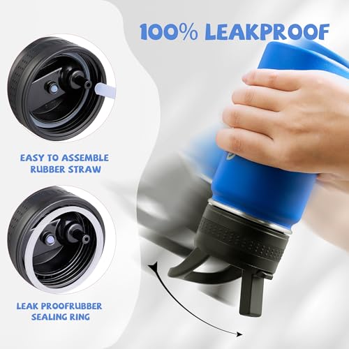 14 Oz Kids Water Bottle, Stainless Steel Water Bottle with Straws, Leak-Proof, BPA-Free, Insulated Water Bottles for School Boys & Girls|Blue - color: Blue