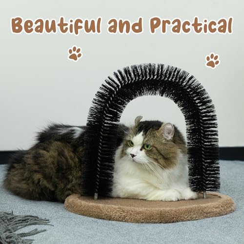 Hollypet Self Grooming Massager and Scratcher Toy - Cat Arch Brush for Back Grooming, Hair Cleaner Pads | Cat Self Grooming Massager and Scratcher Toy Cat Arch Brush for Back Grooming, Hair Cleaner Pads - color: Tan