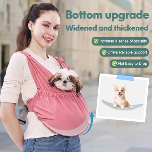 Supet Dog Sling Carrier for Small Pet, Adjustable Hands Free Front Backpack | Reduces Back & Neck Pain, Anti-Anxiety Chest Pouch, Soft Breathable Fabric, Fit Small Dogs, Cats, Puppy, Pink Regular 0-9Lbs - color: Pink, size: Regular