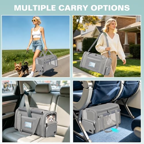 Cat Carrier Top Load, Privacy Curtains Soft Pet Travel Bag Airline Approved | Collapsible Soft-Sided Cat/Dog/Pet Carrier for Small Cats Dogs Puppy Under 16 lb, Washable Kitten Mesh Cage (16.9x10.8x10.8) - color: Gray