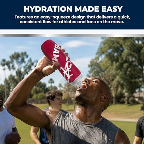 Party Animal NCAA Squeeze Bottle, 32 oz, Oklahoma Sooners | Slim, lightweight BPA-free sports water bottle with quick-flow squeeze; fits backpacks & cup holders for kids or adults - style: Oklahoma Sooners