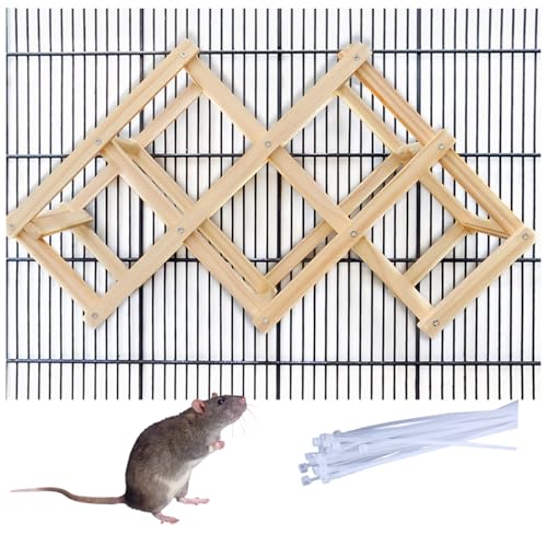 Wooden Rat Climbing Toys for Pet Rats - Natural Cage Accessories,Climbing Ladder,Hanging Enrichment Toys for Fancy Rats,Fun & Safe Play & Chew Activities,M - size: Medium