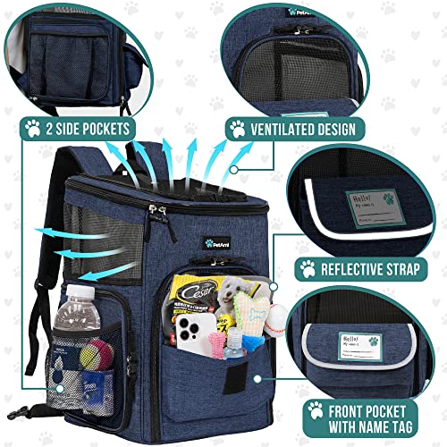 PetAmi Dog Backpack Carrier, Airline Approved 4-Way Entry Cat Backpack Carrier, Ventilated Mesh, Collapsible Pet Carrier for Small Puppy, Kitten, Hiking, Travel Car, Vet, up to 18 lbs, Navy Blue - color: Navy