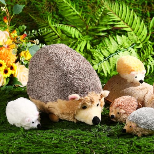 Hiboom 5 Pcs Hedgehog Stuffed Animal, 14 Inch Large Mommy Hedgehog Stuffed Plush Toys with 4 Plush Baby Soft Cuddly Plushie Toy Set Easter Gifts for Kids Birthday Gifts Party Favors(Lying Down) - style: Lying Down