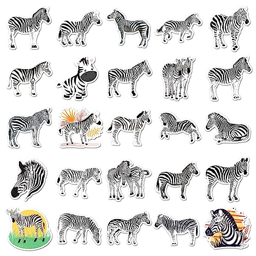 50Pcs Zebra Stickers, African Animal Waterproof Vinyl Stickers, Black and White Zebra Decals for Water Bottles Laptop Journal, Scrapbook, Phone, Cup, Skateboard, Safari Party Favors for Kids Teens - color: Zebra-4