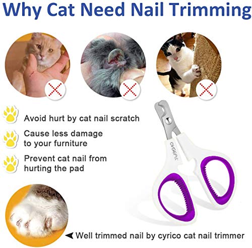 Pet Nail Clippers, Update Version Cat & Kitten Claw Nail Clippers for Trimming, Professional Pet Nail Clippers Best for a Cat, Puppy,Rabbit, Kitten & Small Dog,Sharp & Safe (Purple) - color: Purple