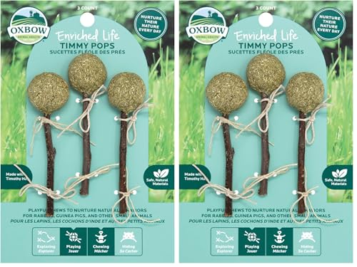 Oxbow Enriched Life Timmy Pops, Rabbit Toys, Guinea Pig Toys, Enrichment for Bunny, Guinea Pig, Hamster, Rabbit, Chinchilla, Timothy Hay, Chinchilla Cage Accessories, Small Pet Accessories for Cage - size: .08 LB (Pack of 2)