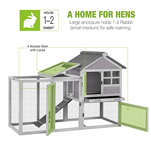 GUTINNEEN Rabbit Hutch Bunny Cage Expandable Indoor Outdoor Wooden Rabbit Cage Bunny Hutch with Run with Plastic Tray (103.2" L, 2 Sets Packing)