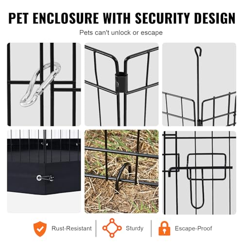 VEVOR Dog Playpen, 4 Pcs 24 x 36 in Panels Foldable Metal Pet Exercise Pen, Dog Fence Indoor and Outdoor Pen with Door and 600D Oxford Fabric Bottom Pad, for Dogs, Cats and Other Small Animals - size: 4 panels 24*36in, style: Playpen + Bottom Pad