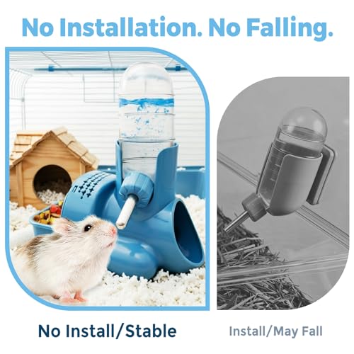 VANNON 3-in-1 Hamster Water Bottle with Food Bowl & Hideout Base, Blue | 3-in-1 feeding station combines water, food and hideout space to help keep hamster cages organized and easy to maintain. - color: Blue