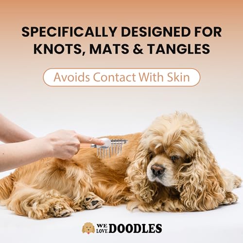 Dematting Rake for Dogs, Dog Comb, Grooming Tools for Dogs with Matted Hair | Best Undercoat Rake for Dogs, Goldendoodles, Doodles, Poodles, Curly Hair Breeds, Detangling & Dematting Comb for Dogs - size: Dematting Rake Small