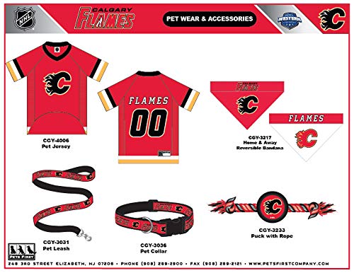 Pets First CGY-3232 Pet Toy - color: Calgary Flames, style: NHL Dog Tug Toy