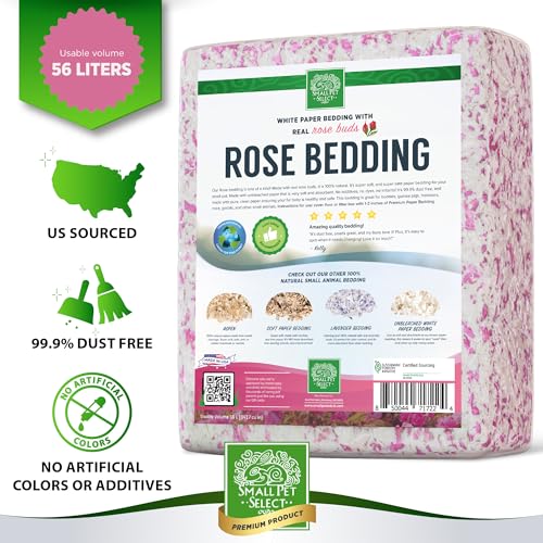 Small Pet Select Rose Paper Bedding, Odor Control, 56 L | With Real Rose Petals, Soft Absorbent Bedding, Made in USA, For Guinea Pigs, Rabbits, Hamsters & Small Pets - style: Natural Rose