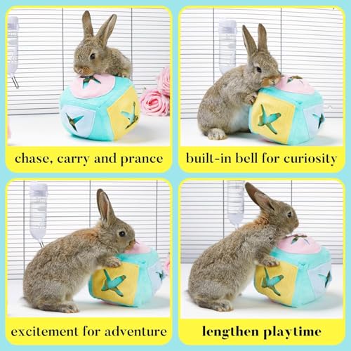 Rabbit Foraging Toy with Bell, Washable Puzzle Feed Game Rabbit Toy | for Bunnies Boredom, Snuffle Ball Treat Dispenser Exercise Bunny Enrichment Toys, Bunny Toys for Indoor Bunnies(Random Color) - size: 1pc
