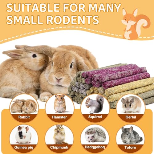 208Pcs Rabbit Chew Sticks, Guinea Pig Toys, Natural Timothy Hay Teeth Stick | Rabbit Bunny Chew Sticks Toys for Teeth Mixing Flowers, Roses, Calendula and Forget Me Not, Small Animals Treats - size: 208Pack-Set