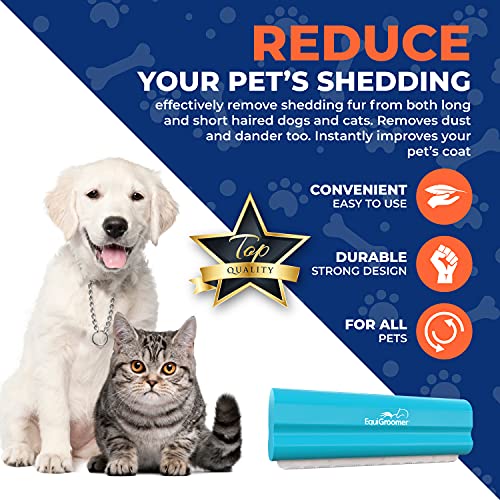 EquiGroomer 5-Inch Undercoat Deshedding Brush for Dogs & Cats, Turquoise | Best for dogs up to 100 lbs and cats of any size, short or long hair, stainless blade, no cutting or pulling - color: Turquoise, size: 5 Inch