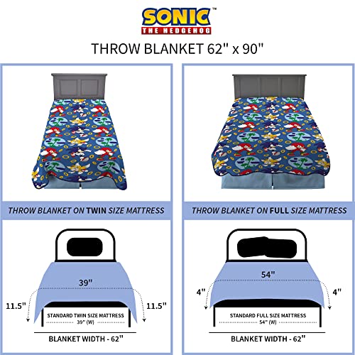 Franco Kids Bedding Super Soft Plush Throw Blanket, 62 in x 90 in, Sonic The Hedgehog, Anime - color: Sonic the Hedgehog - Rings for All, size: 62 in x 90 in