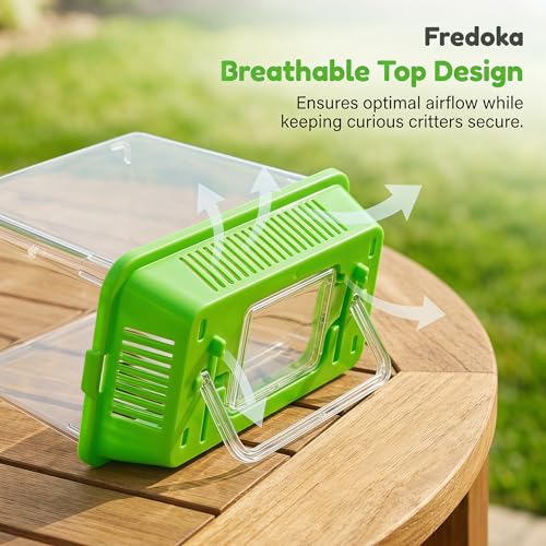 Angoily Turtle Tank, 0.4 Gal Portable Plastic Handheld Mini Fish Tanks Clear Reptile Habitat Carrier Catch and Release Aquarium Small Pet Aquarium with Handle for Travel and Home Use, Bug Cage Beach