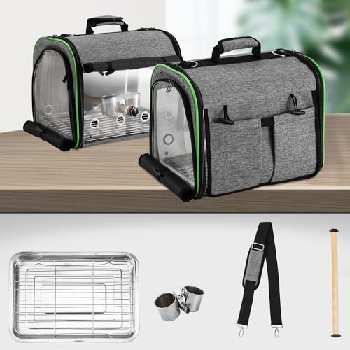 Bird Carrier Bag Bird Travel Cage Indestructible Stainless Steel Mesh, Bag with Stand for Parrot, Portable Bird Travel Bag, Pet Transparent Breathable Travel Cage