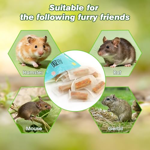 Abizoo 18 Pcs Hamster & Rat Treats, Healthy Supplement for Senior Small Pet | Daily Nutrition Food for Immune Health, Chew Toys for Teeth Grinding, Nutri Blocks for Hamsters, Rats and Gerbils of All Ages