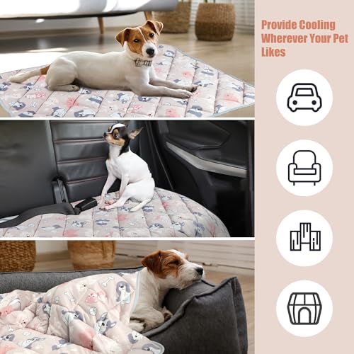 Leekalos Dog Cooling Mat,Pet Cooling Pads for Dogs Blanket,Summer Cooling Bed for Cats Blanket,Portable Pet Cooling Cushion for Home & Outdoor,Keep Cooling for Pets - color: Puppy, size: Small(22"x28")
