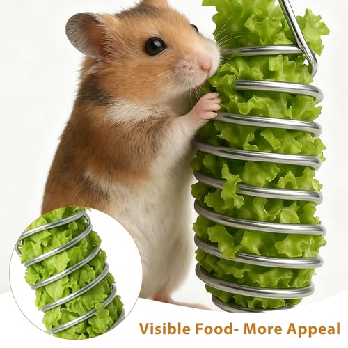 2Pcs Rat Enrichment Toys Bird Food Holder Rat Parrot Foraging Toy | Stainless Steel, Hanging Rodent Toy, Fruit Vegetable Holder, Puzzle Toys, Slow Feeder, Parakeet Foraging