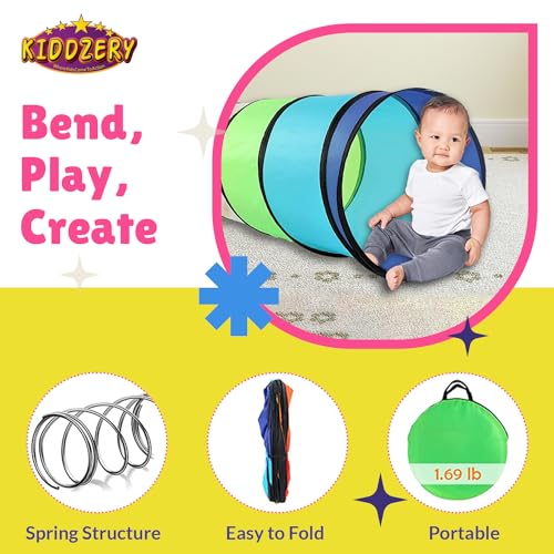 Kids Play Tunnel Set for Toddlers Double Tunnels for Indoor and Outdoor Fun | Pop-Up Crawl Tunnels for Babies, Toddlers, and Pets | Easy to Set Up, Store, and Transport | Durable and Breathable