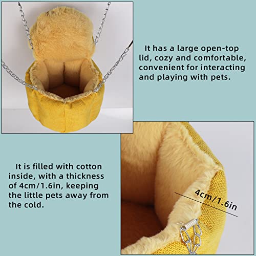 Rat Bed, Sugar Glider Hammock, Rat Bed for Cage, Guinea Pig Hanging Basket Warm Bed, Sugar Glider Pouch Hanging Bed, Small Animals Removable Nest Mat for Hamster, Syrian Hamster (Yellow) - color: Yellow