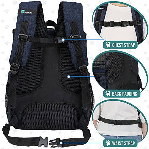 PetAmi Dog Backpack Carrier, Airline Approved 4-Way Entry Cat Backpack Carrier, Ventilated Mesh, Collapsible Pet Carrier for Small Puppy, Kitten, Hiking, Travel Car, Vet, up to 18 lbs, Navy Blue - color: Navy
