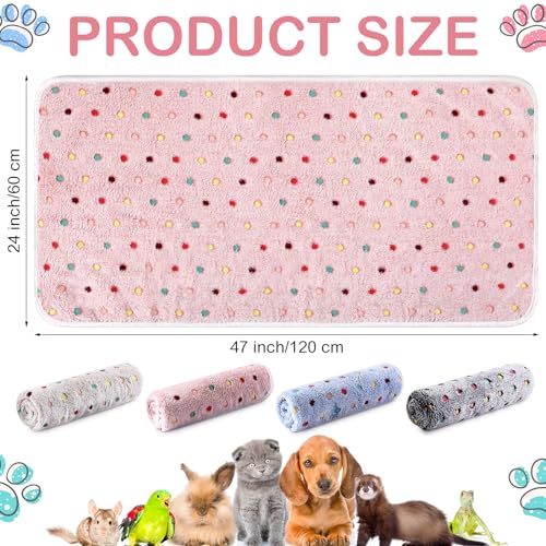 Tudomro 8 Pcs Absorbent Guinea Pig Blankets Washable Small Animal Fleece Bedding Cage Liners Reusable Pet Sleep Mat Pad Cover for Ferret Chinchilla Furniture Protection(Dot,47 x 24 Inch) - size: 47 x 24 Inch