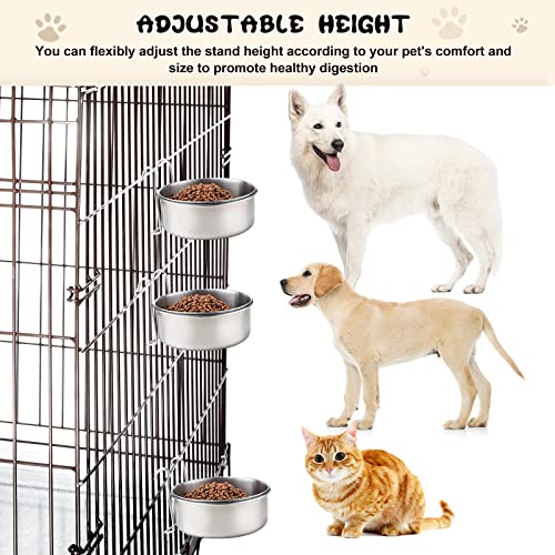 mumufy 6 Pieces Stainless Steel Hanging Water Bowls with Holder Detached Anti Spill Pet Metal Bowl Cage Kennel Crate Food Bowl(30 oz) - size: 30 oz