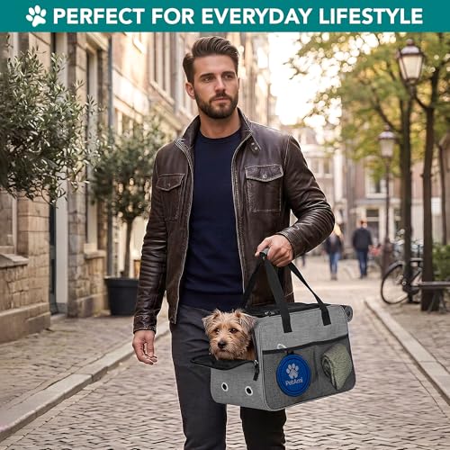 PetAmi Dog Purse Carrier for Small Dogs Cats, TSA Airline Approved Soft-Sided Pet Carrier with Pockets, Ventilated Travel Tote Bag with Bed & Shoulder Strap, Puppy Kitten, Max 12 lbs, Heather Grey - color: Heather Grey
