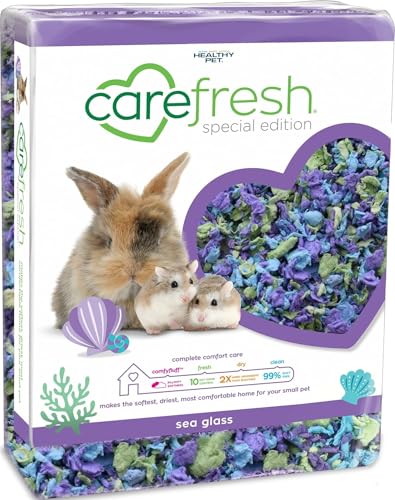 Carefresh Sea Glass Natural Paper Small Pet Bedding, Odor Control 50L | 2X more absorbent, 99% dust free, odor control, Biodegradable and compostable, For hamsters, rabbits and guinea pigs - color: sea glass, size: 50 L