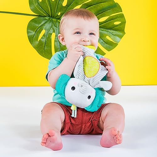Bright Starts Snuggle & Teethe BPA-Free Crinkle Teething Plush Baby Toy - Elephant - color: Gray, size: 1 Count (Pack of 1)
