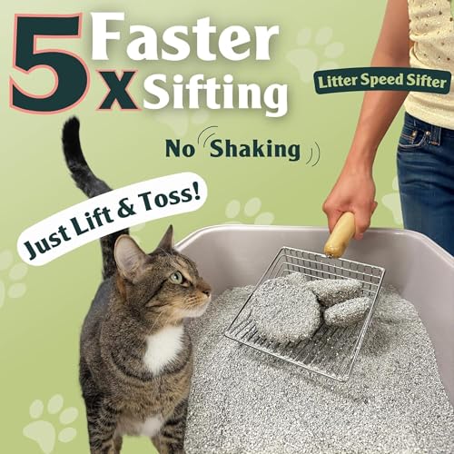 Sprinkle & Sweep: Litter Box Deodorizer Duo - 8oz Bag & Speed Sifter - Cat-Kitten Home Odor Neutralizer, Ultra-Absorbent Formula, Wood Handle Scooper - style: 1 Bag + Speed Sifter