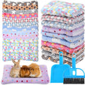 Tudomro 10 Pcs Guinea Pig Bed Mat with Cleaning Dustpan Brush 15" x 11" Animal Bedding Fleece Bunny Sleeping Pad for Small Dogs Cats Rats Hedgehogs Ferrets Hamster Indoor(Dots Star) - style: Dots Star