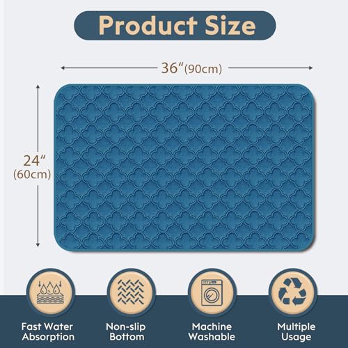 FunFurry Washable Pee Pads for Dogs - 2 Pack Reusable Pee Pads，Waterproof Puppy Pads，Pet Training Pads，Super Absorbent with Dog Paw Shape Non-Slip Backing (Blue, 24" X 36" - 2 Pack) - color: Blue, size: 24" X 36" - 2 Pack