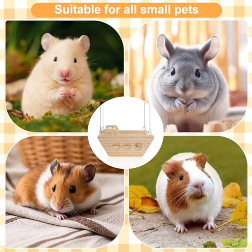 Chinchilla Bed Hanging,Natural Wood Chinchillas Toy Hammock for Cage Swing,ooden Toys and Cage Accessories, Indoor Chinchilla Habitat.