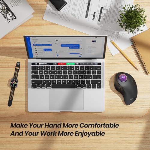 Nulea M505A Wireless Trackball Mouse Ergonomic 44mm Index Finger Control | Rechargeable rollerball mouse with 5 DPI levels,Bluetooth connection,smooth tracking,compatible with PC Mac Windows-Purple - color: C-Purple
