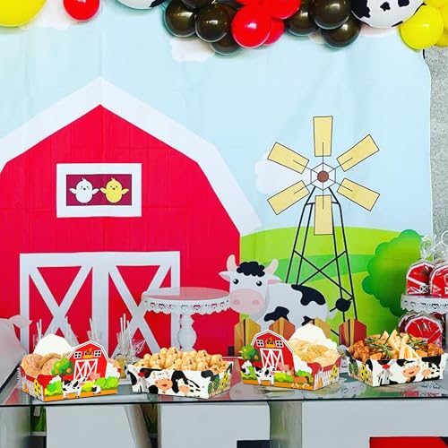 36 Pieces Farm Animal Paper Snack Bowl, Disposable Farm Theme Food Tray, Farm Birthday Party Decoration
