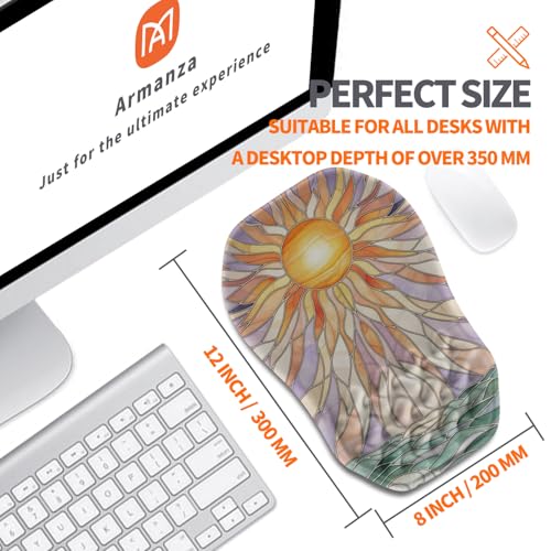 Ergonomic Slope Mouse Pad Wrist Support, Wrist Rest Mousepad for Carpal Tunnel Pain Relief with Massage Bulge and Slow Rebound Memory Foam (12x8 inch, Sun God) - color: AM045-Sun God