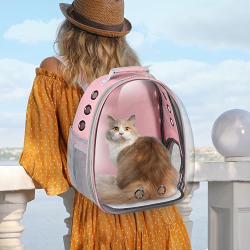 Cat Carrier Backpack, Pet Carrier Backpack Front Pack for Small Medium Cat Puppy Dog Carrier Backpack Bag Space Capsule, Airline-Approved Pet Carrier for Travel Hiking Walking Camping (Pink) - color: Pink