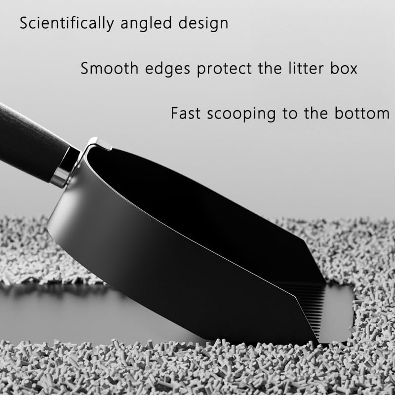 DHXYZZB Cat Litter Scoop 304 Stainless Steel Litter Shovel, Heavy Duty Litter Sifter, Litter Scooper with Wooden Handle Large Scoop for Fast Sifting Easy Rinse Clean