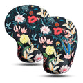 JIKIOU Ergonomic Mouse Pad with Gel Wrist Rest 2Pack, Portable Small Flower | Upgraded-Prevent Gel Leakage, Ergonomic Design for Pain Relief, Cooling Gel filled, Smooth Lycra Surface, Non-Slip PU Base - color: 03Black-Flowers