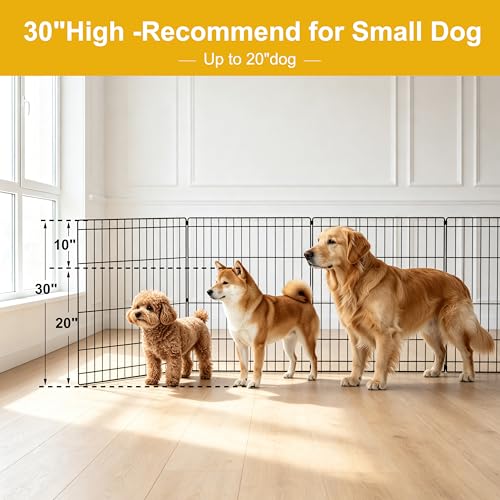 Puppy Playpen with Top Cover,Dog Pen Foldable Dog Fence 8 Panels 30 Inch | Dog Playpen with Door for Indoor Outdoor,Dog Exercise Fences for Small Medium Animals - size: 30''H