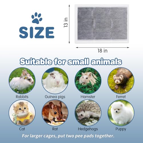 kathson 20 Pcs Guinea Pig Cage Liners Disposable 13" x 18" Rabbit Disposable Potty Training Pad Super Absorbent & Leak-Free Pet Supplies for Bunny Kitten Small Dog Guinea Pig - size: 13" x 18" / 20PCS